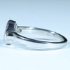 Lightning Ridge Solid Dark Opal and Diamond Silver Ring - Size 7.5 Code CC251
