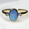 Natural Australian Boulder Opal and Diamond Gold Ring  - Size 7.25