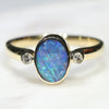 Natural Australian Boulder Opal and Diamond Gold Ring  - Size 7.25