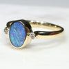 Natural Australian Boulder Opal and Diamond Gold Ring  - Size 7.25