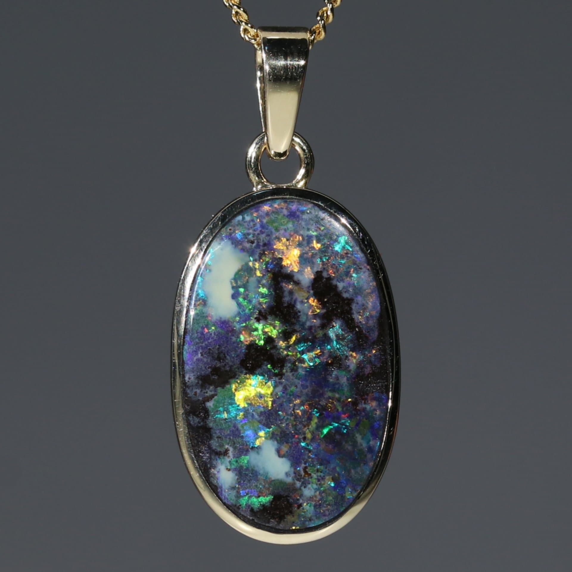 10k Australian Boulder shops Opal Pendant