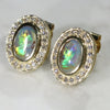 18k Gold - Solid Opal- Natural Diamonds