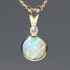 Natural Australian Opal and Diamond Pendant