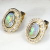 Australian Boulder Opal and Diamond 18k Gold Earrings (8 x 5mm) Code GE14