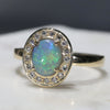 Natural Australian Opal and Diamond Gold Ring - Size 7