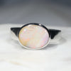 Australian Solid Boulder Opal Silver Ring - Size 9