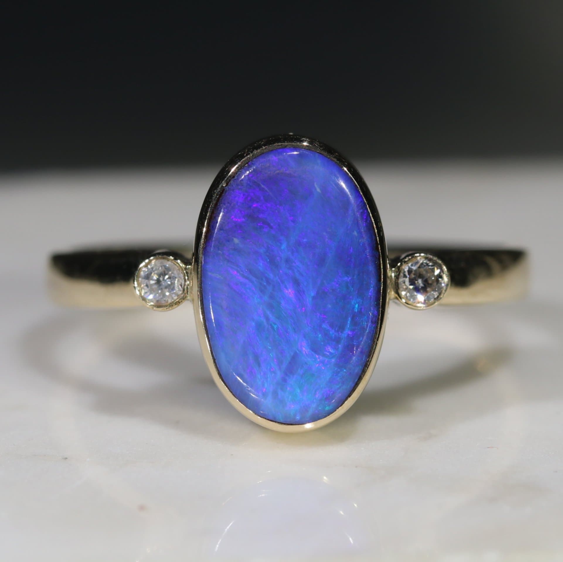 Dark blue opal deals ring