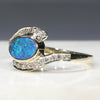 Natural Australian Solid Black Opal and Diamond Gold Ring 