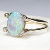 Beautiful Natural Crystal Opal and Diamond Gold ring