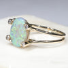 Natural Australian Crystal Opal and Diamond Gold Ring - Size 9 GR738