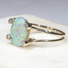 Natural Australian Crystal Opal and Diamond Gold Ring - Size 9 GR738