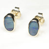 Natural Australian Boulder Opal Gold Earring Studs (6 x 4.5mm) Code GE31