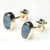 Natural Australian Boulder Opal Gold Earring Studs (6 x 4.5mm) Code GE31