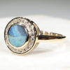 Natural Australian Solid Boulder Opal and Diamond Gold Ring Size 6.75 Code - RL43