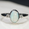 Natural Queensland Boulder Opal Silver and Diamond Ring