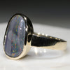 Natural Australian Black Opal Gold Ring  - Size 8.75 Code - RL48