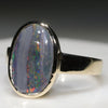 10k Gold- Natural Solid Black Opal