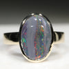 Natural Australian Black Opal Gold Ring  - Size 8.75 Code - RL48