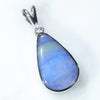 Natural Australian Boulder Opal and Diamond Silver Pendant with Silver Chain (15mm x 9mm)  Code -SD231