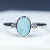 Natural Australian Boulder Opal Silver Ring with Diamonds