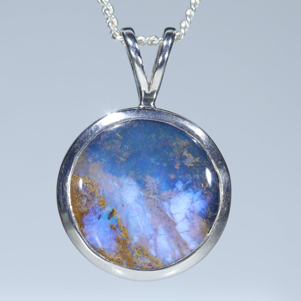 Natural Opal Pendant Silver with Silver Chain