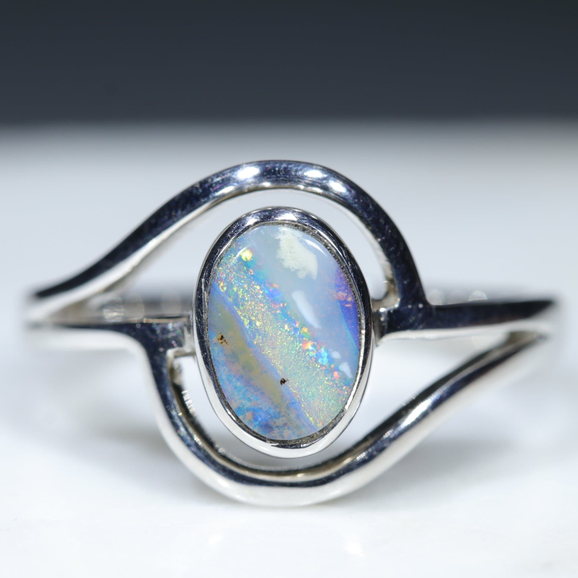 Australian opal rings sterling on sale silver