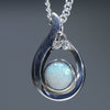 Natural Australian Silver Opal and Diamond Pendant