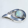 Natural Australian Boulder Opal and Diamond Silver Pendant with Silver Chain (5mm x 5mm)  Code - SD409