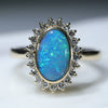 18k Gold Natural Opal and Diamond Ring