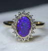 Natural Australian Boulder Opal and Diamond 18k Gold Ring - Size 7 US Code EJ04