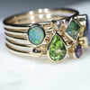 Natural Australian Opal and Gem Stone Gold Ring  - Size 7.5 Code - EJ02