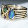 Natural Australian Opal and Gem Stone Gold Ring  - Size 7.5 Code - EJ02