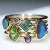 10k Gold natural Opal and Gemstone Ring