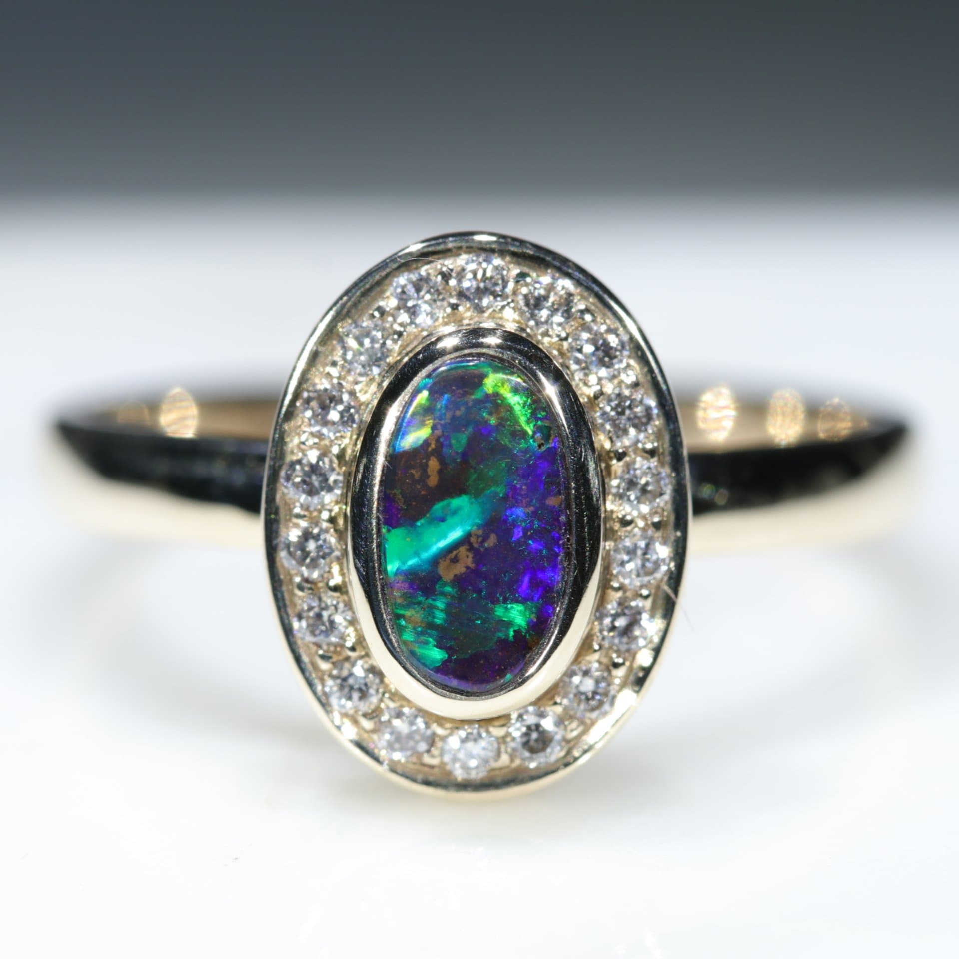 Sz-7 Beautiful 10k gold ,Opal 2024 and diamond ring !