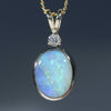 Natural Australian Boulder Opal Gold and Diamond Pendant