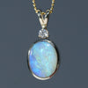 Natural Australian Boulder Opal and Diamond Gold Pendant (10.5mm x 8mm) Code -EP04