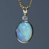 Natural Australian Boulder Opal and Diamond Gold Pendant (10.5mm x 8mm) Code -EP04