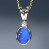 Natural Australian Black Opal Gold and Diamond Pendant