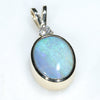 Natural Australian Boulder Opal and Diamond Gold Pendant (10.5mm x 8mm) Code -EP04