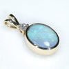 Natural Australian Boulder Opal and Diamond Gold Pendant (10.5mm x 8mm) Code -EP04