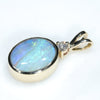 Natural Australian Boulder Opal and Diamond Gold Pendant (10.5mm x 8mm) Code -EP04