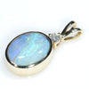 Natural Australian Boulder Opal and Diamond Gold Pendant (10.5mm x 8mm) Code -EP04