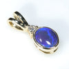 10k Gold - Solid Black Opal- Natural Diamond