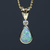 Natural Australian Boulder Opal Gold and Diamond Pendant