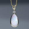 Natural Australian Boulder Opal and Diamond Gold Pendant (12mm x 7mm) Code -EP22