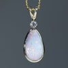 Natural Australian Boulder Opal and Diamond Gold Pendant (12mm x 7mm) Code -EP22