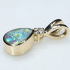 18k Gold - Solid Boulder Opal - Natural Diamond