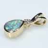 Natural Australian Boulder Opal and Diamond 18K Gold Pendant (6mm x 4.5mm) Code -EP27