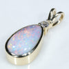 Natural Australian Boulder Opal and Diamond Gold Pendant (12mm x 7mm) Code -EP22