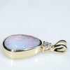 10k Gold - Solid Boulder Opal - Natural Diamond